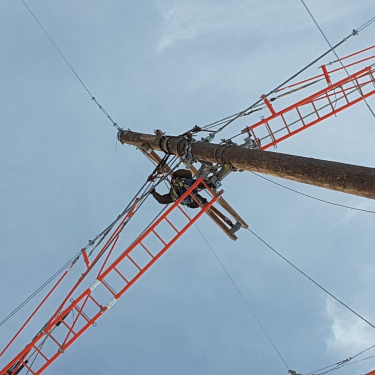 power line work from below