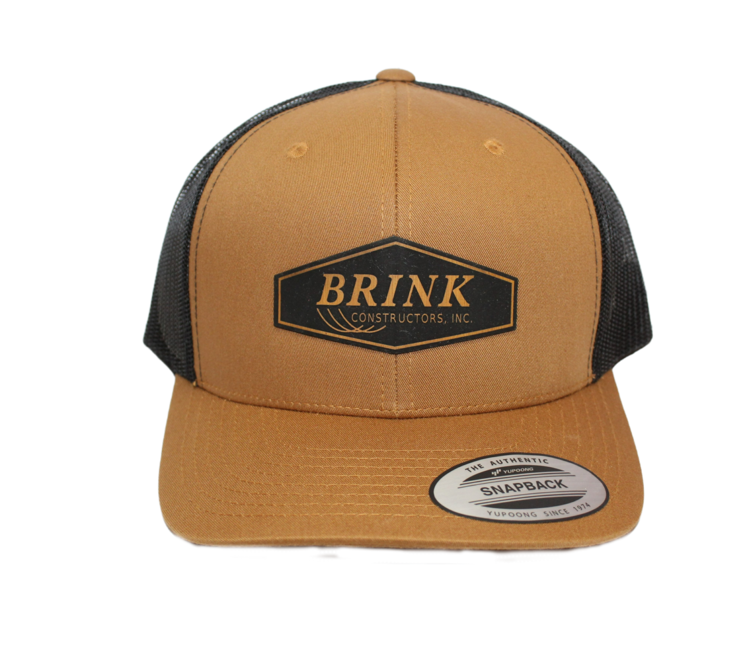 Bronze w/Black Logo Black Mesh Snap Back - Brink Constructors